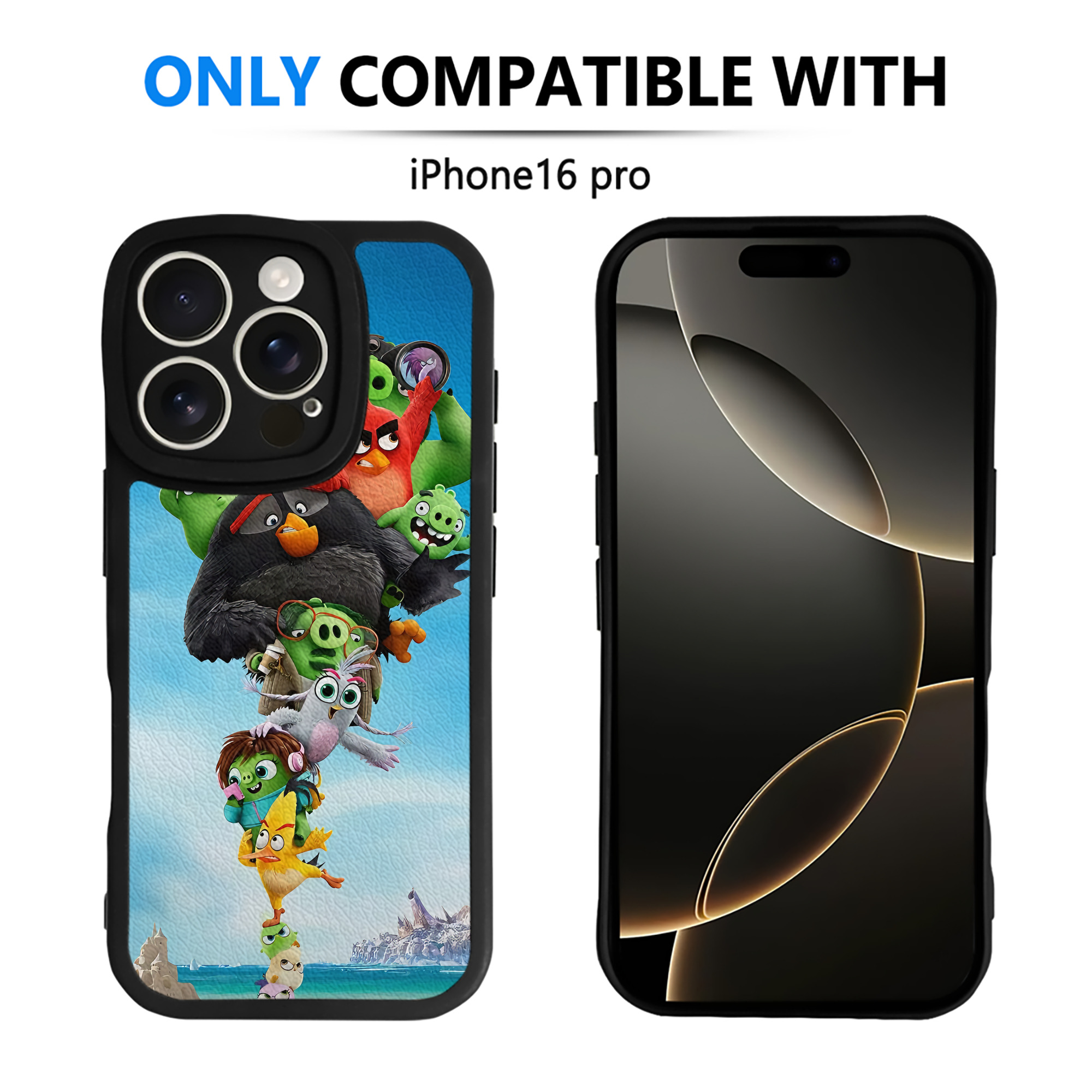 （画像用） Angry Birds アングリーバード 【iPhone 16シリーズ対応】シリコンスマホケース（レザー調） 材質：シリコン